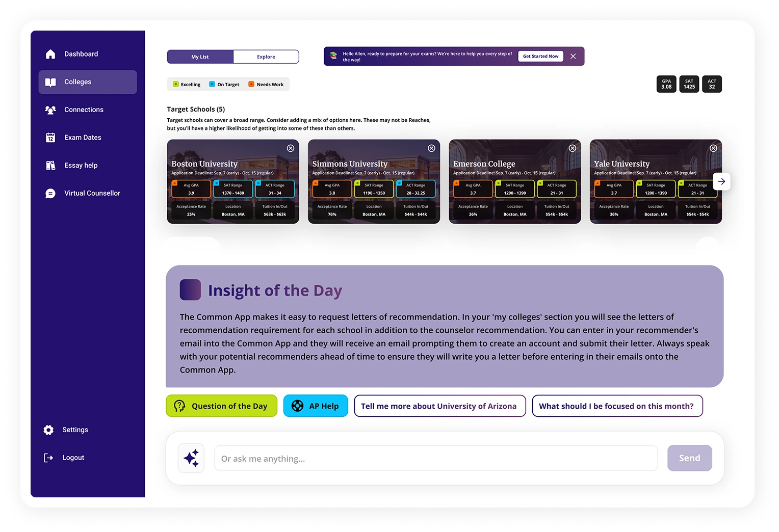 Virtual AI College Counsellor